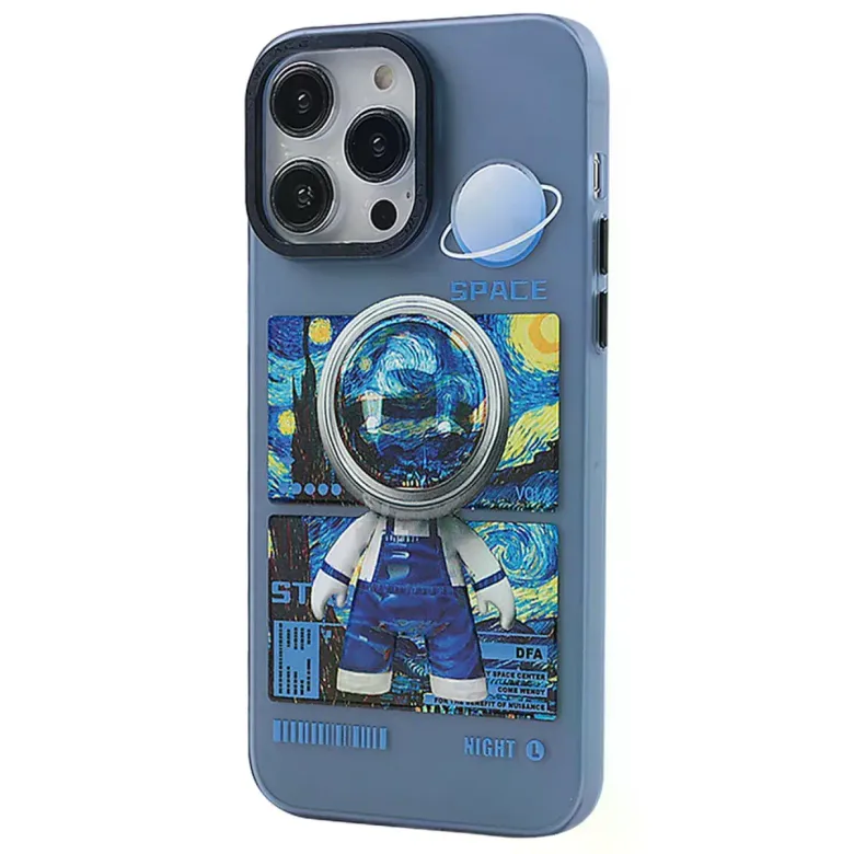 İphone 14 Pro Max Kılıf Prada Desenli Kapak - Prada Mavi - 1