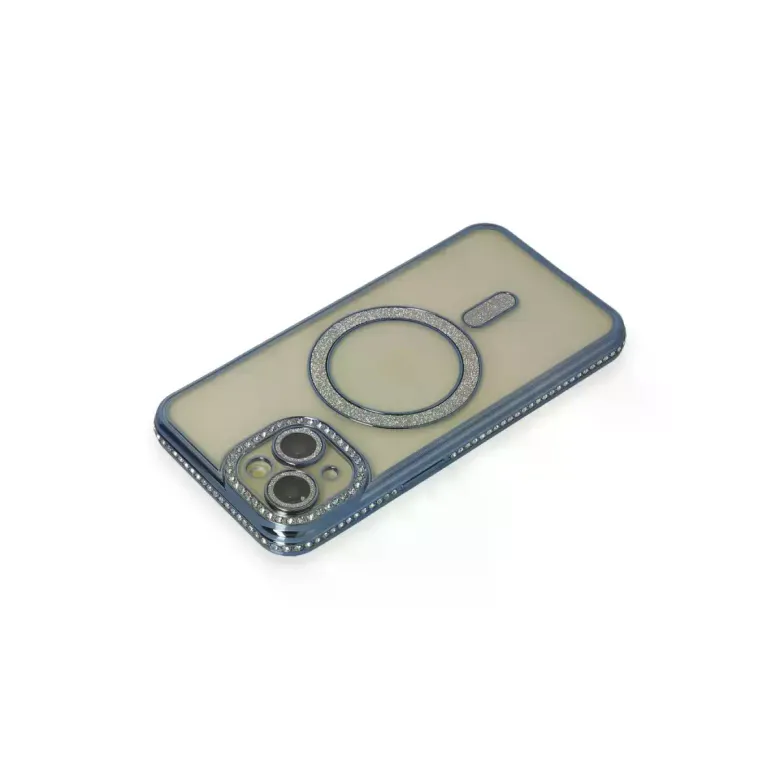 iPhone 15 Kılıf Joke Simli Magneticsafe Kılıf - Lacivert