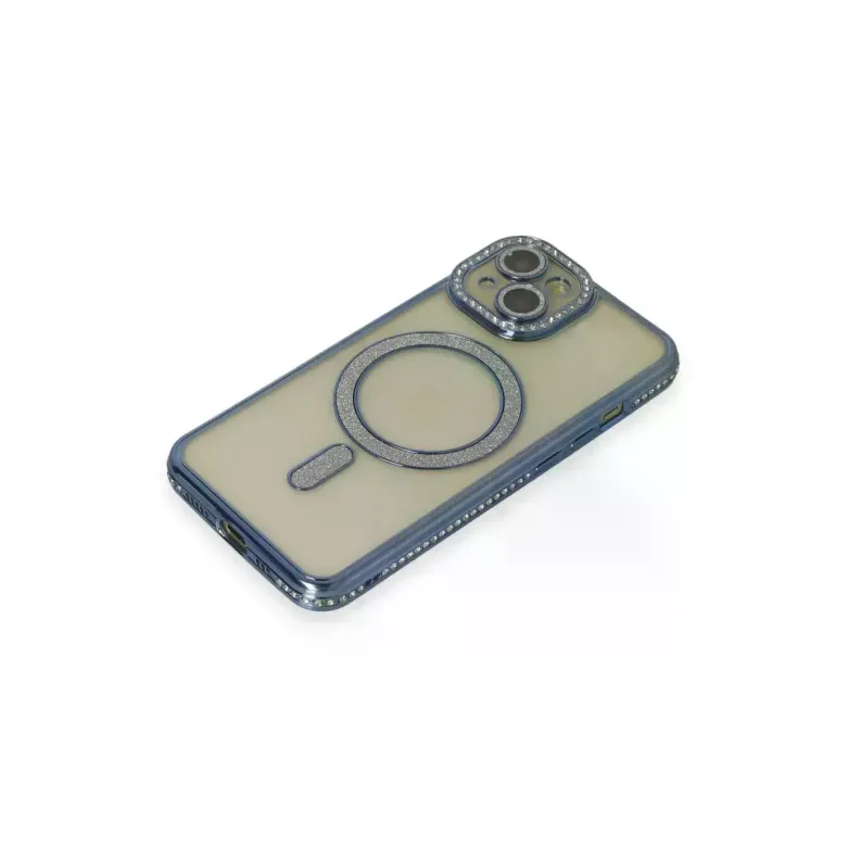 iPhone 15 Kılıf Joke Simli Magneticsafe Kılıf - Lacivert