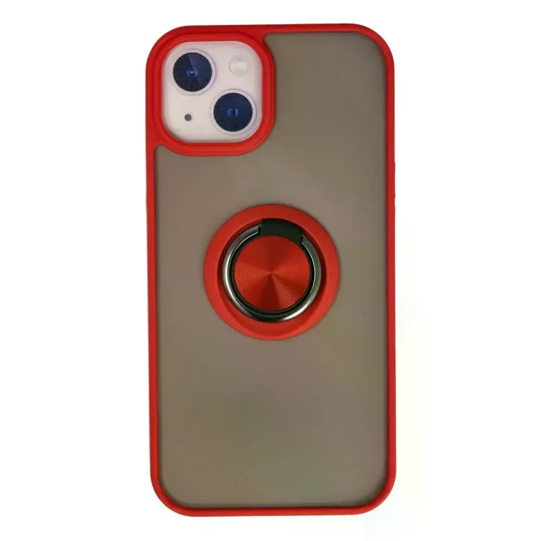 iPhone 15 Kılıf Montreal Yüzüklü Silikon Kapak - Kırmızı