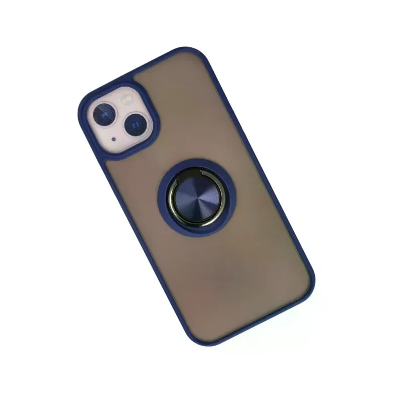 iPhone 15 Kılıf Montreal Yüzüklü Silikon Kapak - Lacivert
