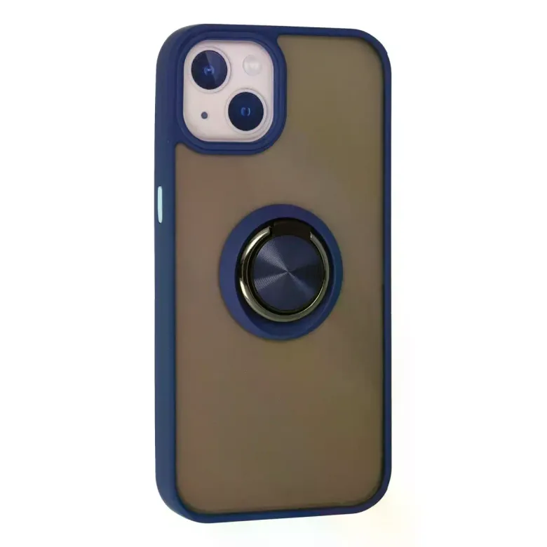 iPhone 15 Kılıf Montreal Yüzüklü Silikon Kapak - Lacivert