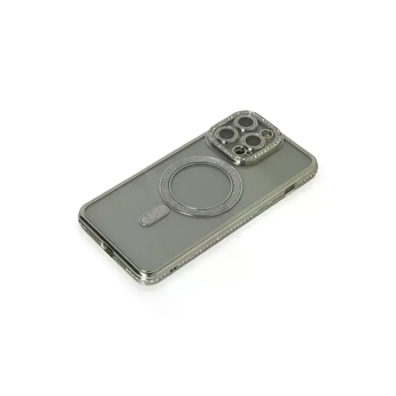 iPhone 15 Pro Kılıf Joke Simli Magneticsafe Kılıf - Gri