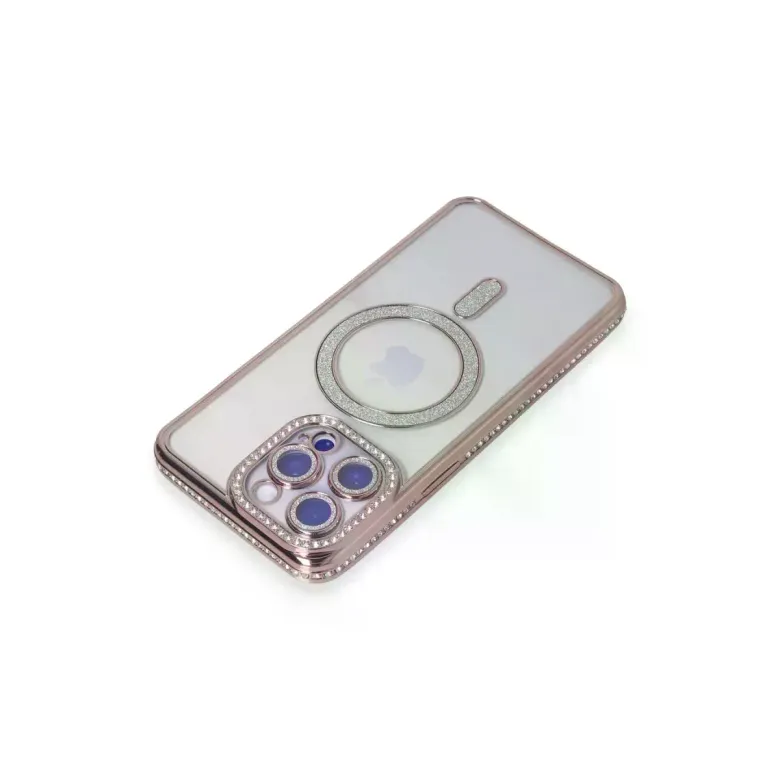 iPhone 15 Pro Kılıf Joke Simli Magneticsafe Kılıf - Pembe