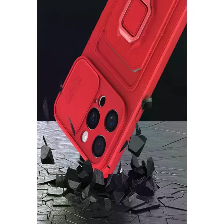 iPhone 15 Pro Kılıf Zuma Kartvizitli Yüzüklü Silikon - Siyah