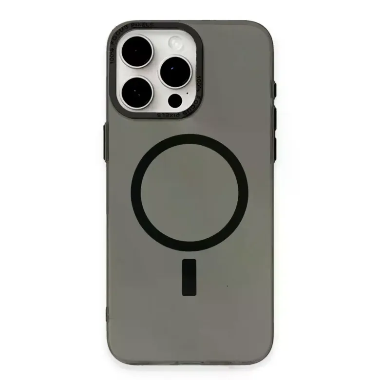 iPhone 15 Pro Max Kılıf Anka PC Magneticsafe Sert Metal Kapak - Siyah