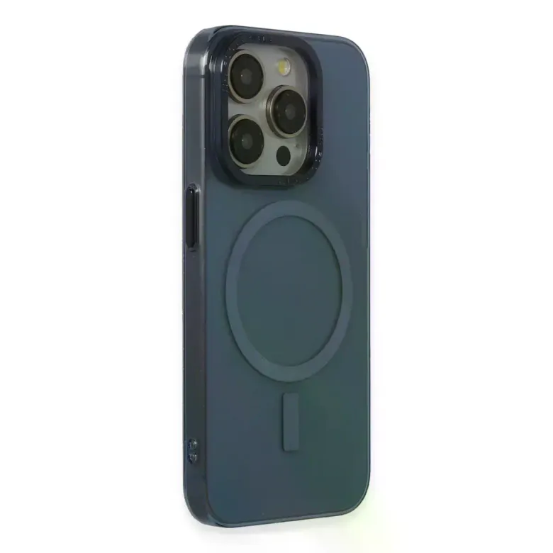 iPhone 15 Pro Max Kılıf Anka PC Magneticsafe Sert Metal Kapak - Lacivert