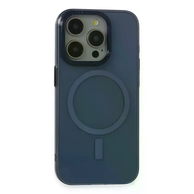 iPhone 15 Pro Max Kılıf Anka PC Magneticsafe Sert Metal Kapak - Lacivert