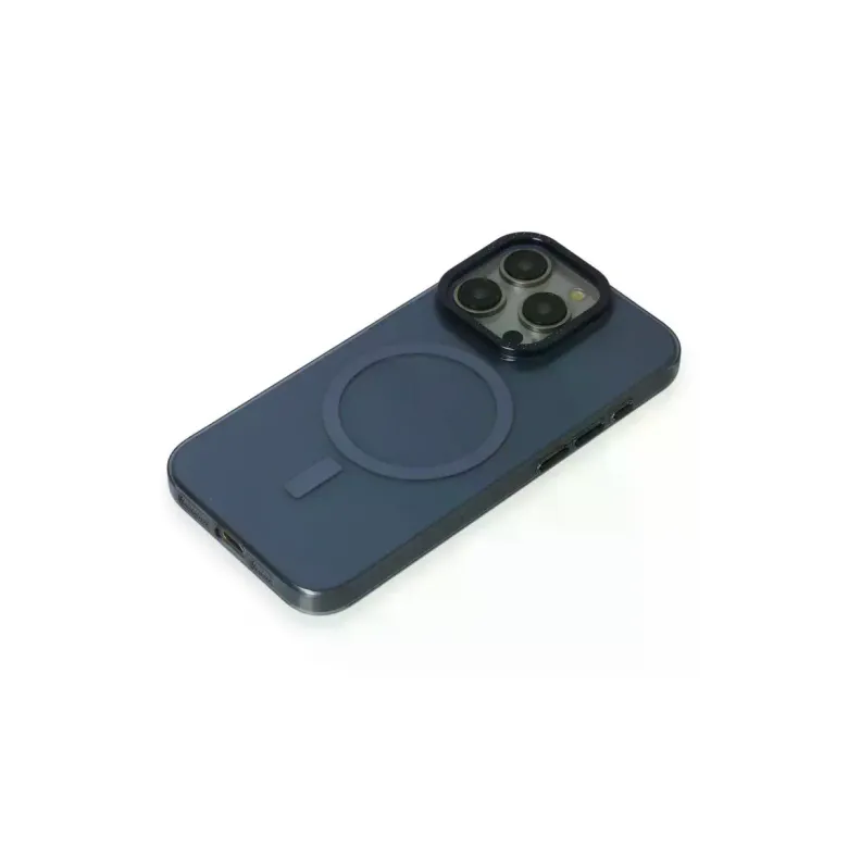 iPhone 15 Pro Max Kılıf Anka PC Magneticsafe Sert Metal Kapak - Lacivert