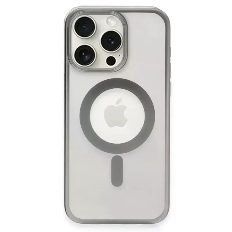 iPhone 15 Pro Max Kılıf Erozi Magsafe Kapak - Gümüş