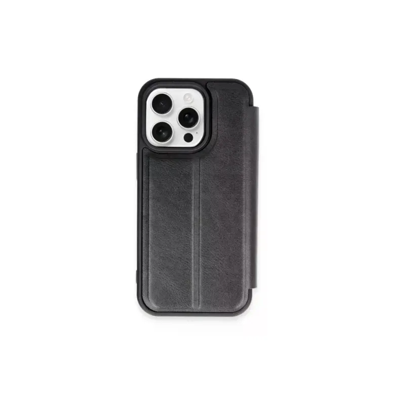 İphone 15 Pro Max Kılıf Flip Cover - Siyah