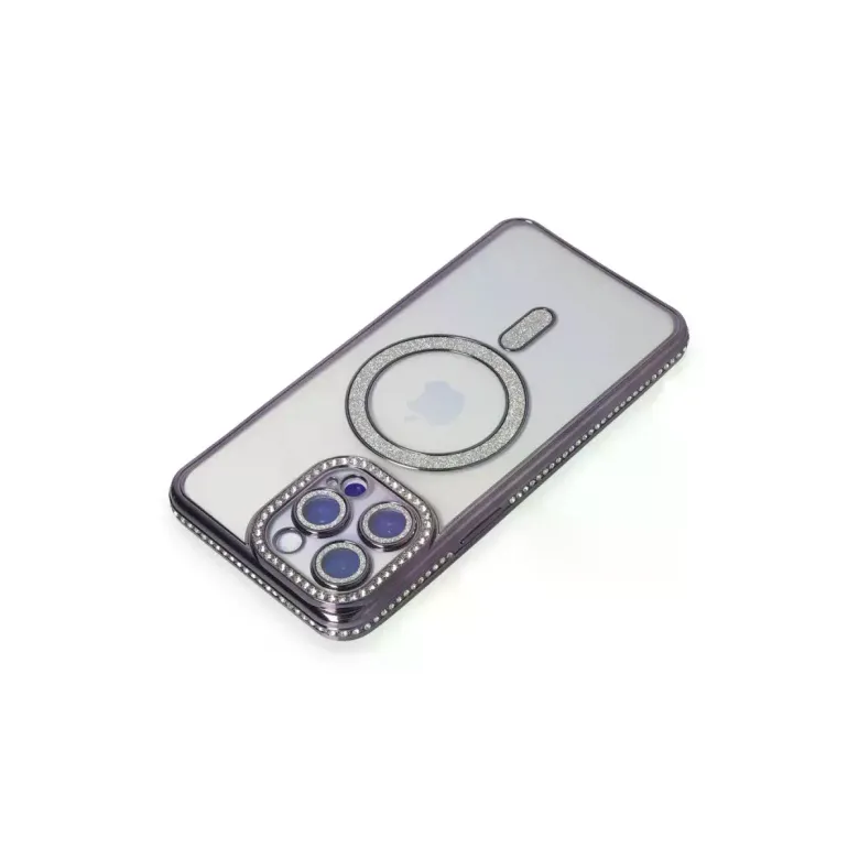 iPhone 15 Pro Max Kılıf Joke Simli Magneticsafe Kılıf - Derin Mor