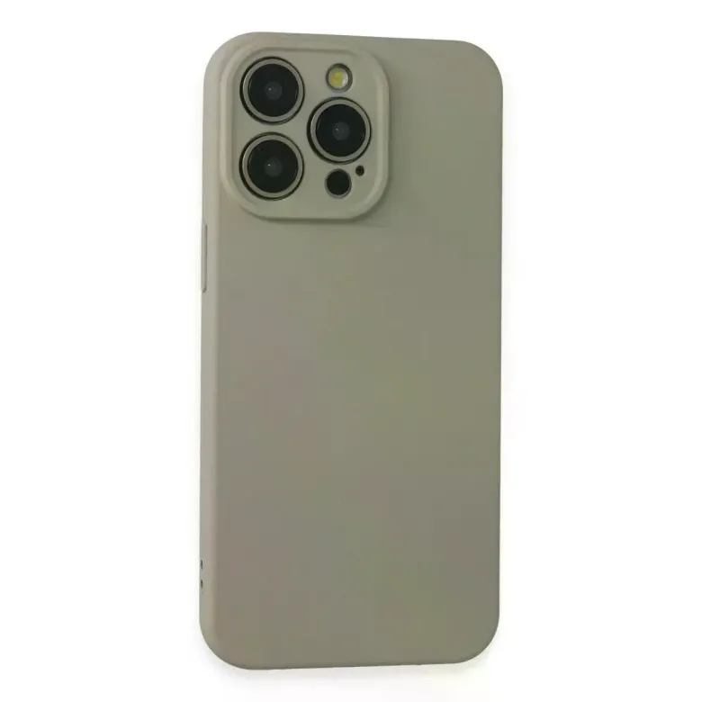 iPhone 15 Pro Max Kılıf Nano içi Kadife Silikon - Beyaz Titanyum