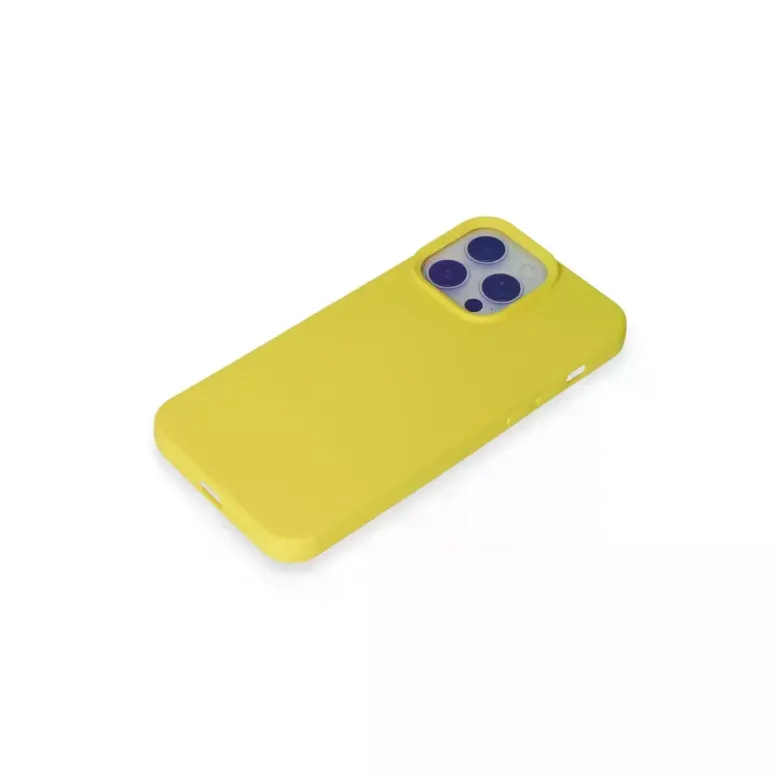 iPhone 15 Pro Max Kılıf Nano içi Kadife Silikon - Sarı