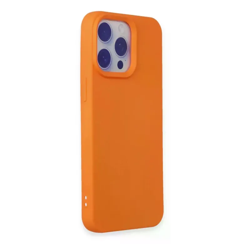 iPhone 15 Pro Max Kılıf Nano içi Kadife Silikon - Turuncu