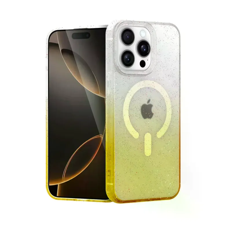 İphone 15 Pro Pummel Shiny Magsafe Kapak - Gold