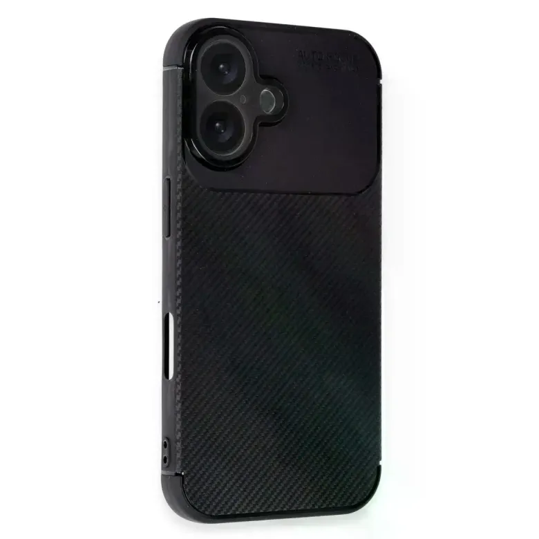 İphone 16 Kılıf Auto Focus Karbon Kapak - Siyah