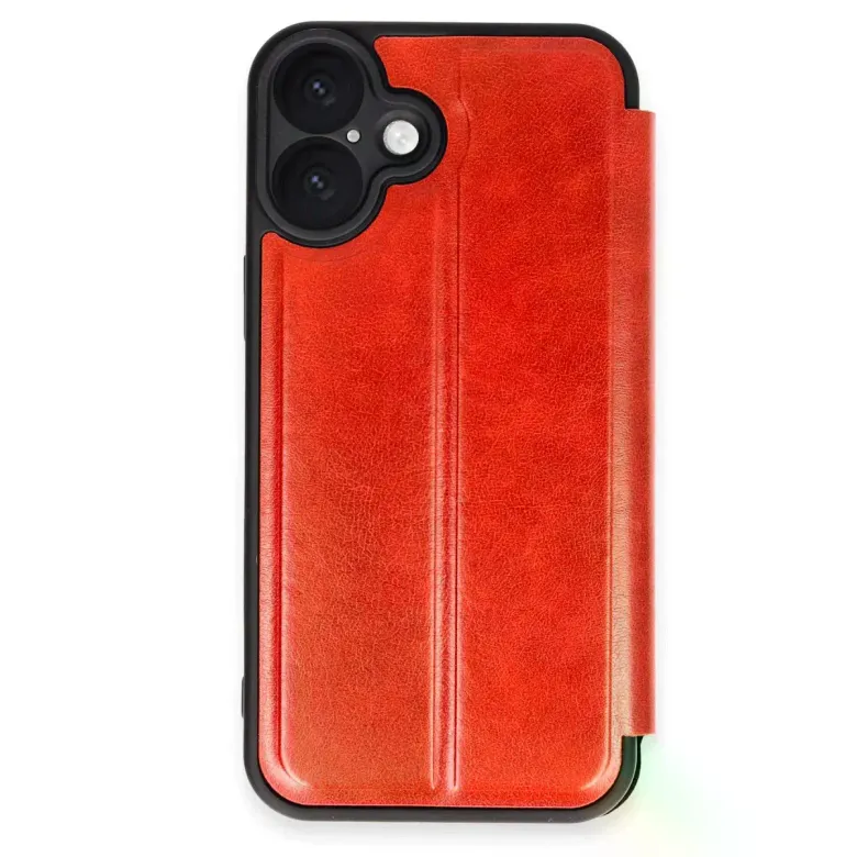 İphone 16 Kılıf Flip Cover - Kırmızı