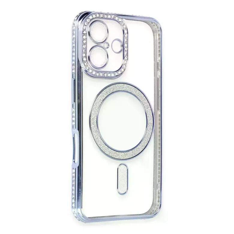İphone 16 Kılıf Joke Simli Magneticsafe Kılıf - Mavi