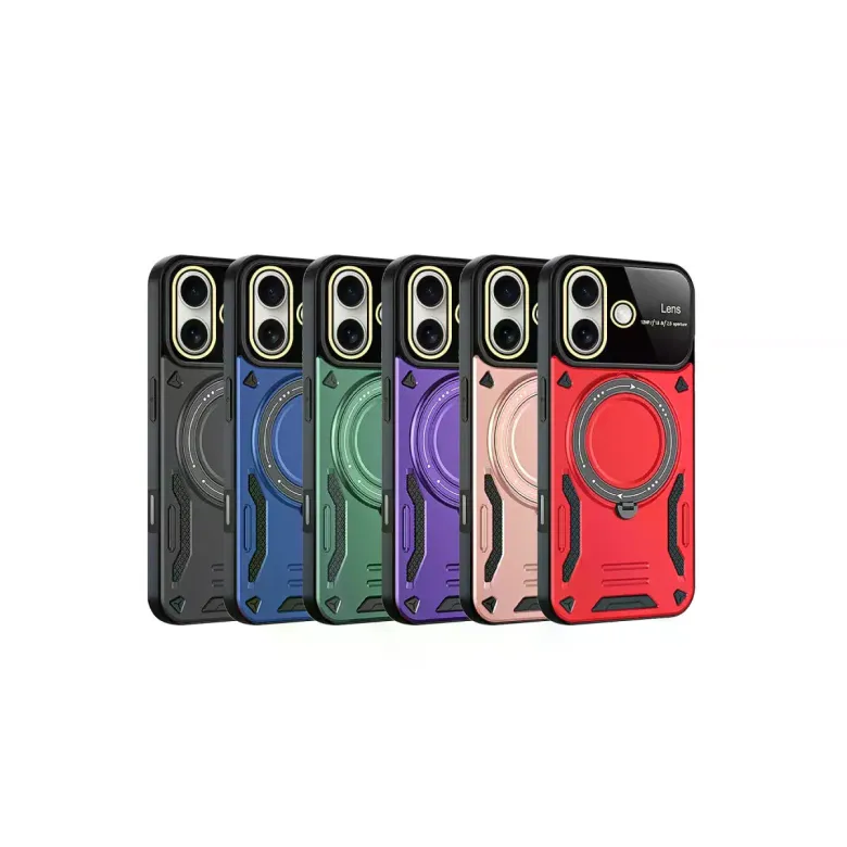 İphone 16 Kılıf Joy Lens Standlı Kapak - Mor