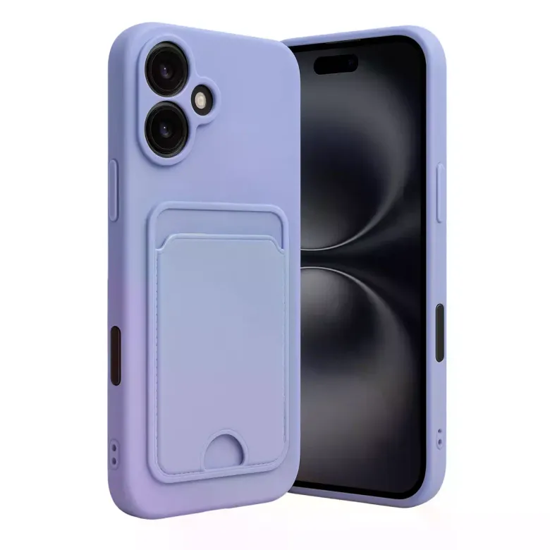 İphone 16 Kılıf Kelvin Kartvizitli Silikon - Lila