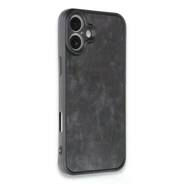 İphone 16 Plus Kılıf Aras Deri Kapak - Siyah