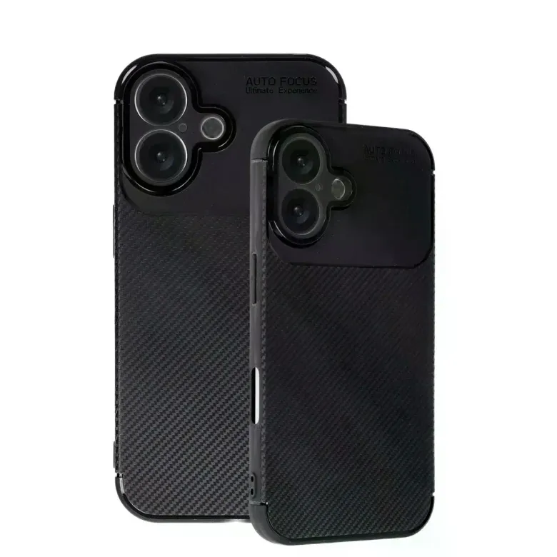 İphone 16 Plus Kılıf Auto Focus Karbon Kapak - Siyah