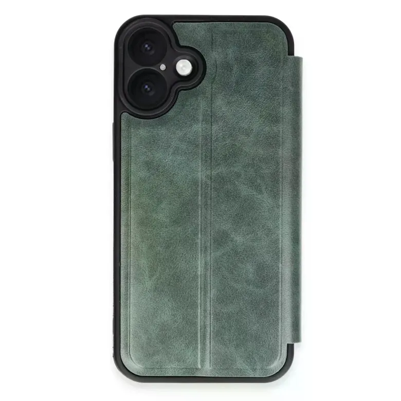 İphone 16 Plus Kılıf Flip Cover - Koyu Yeşil