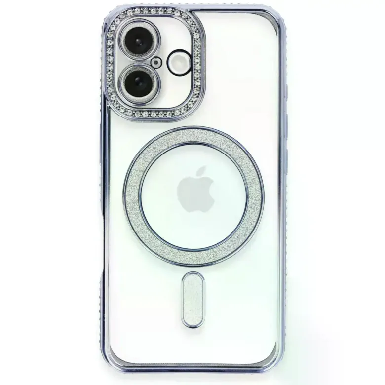 İphone 16 Plus Kılıf Joke Simli Magneticsafe Kılıf - Mavi