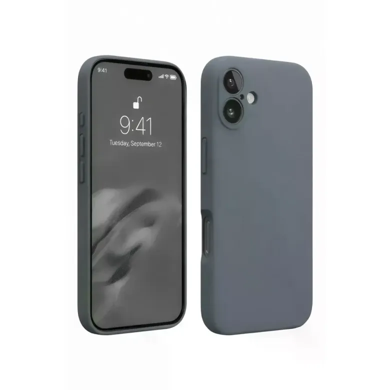 İphone 16 Plus Kılıf Nano İçi Kadife Silikon - Gri