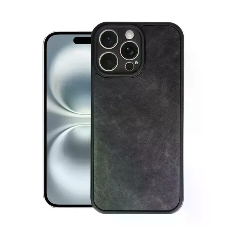 İphone 16 Pro Kılıf Aras Deri Kapak - Siyah