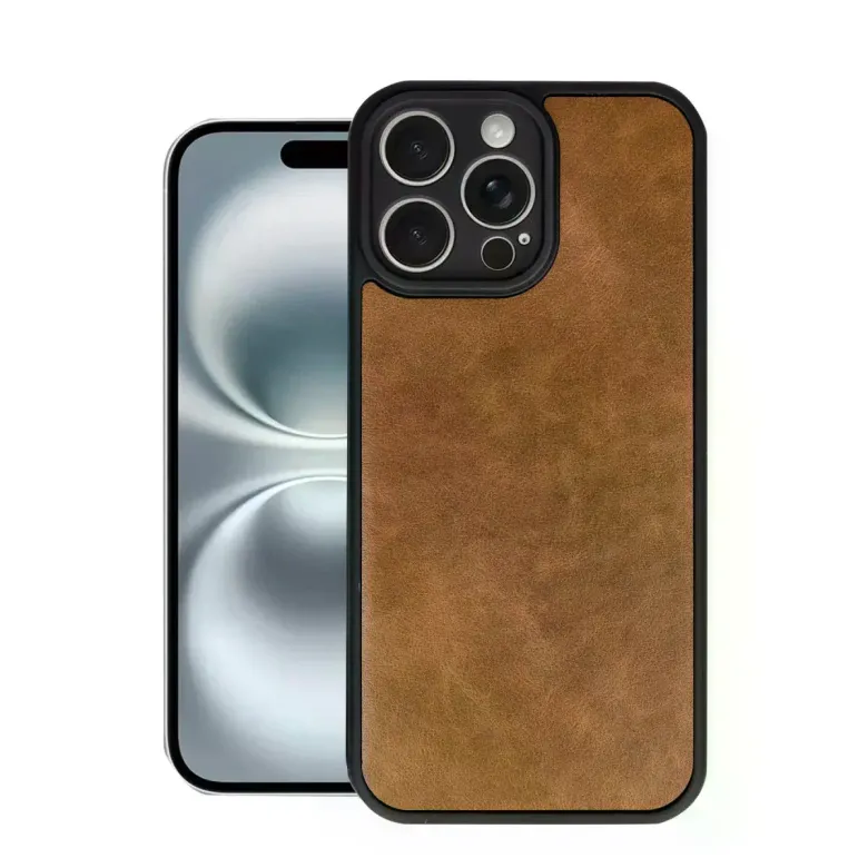İphone 16 Pro Kılıf Aras Deri Kapak - Taba