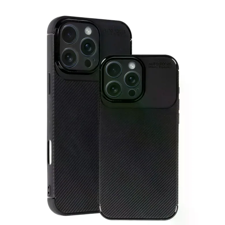 İphone 16 Pro Kılıf Auto Focus Karbon Kapak - Siyah