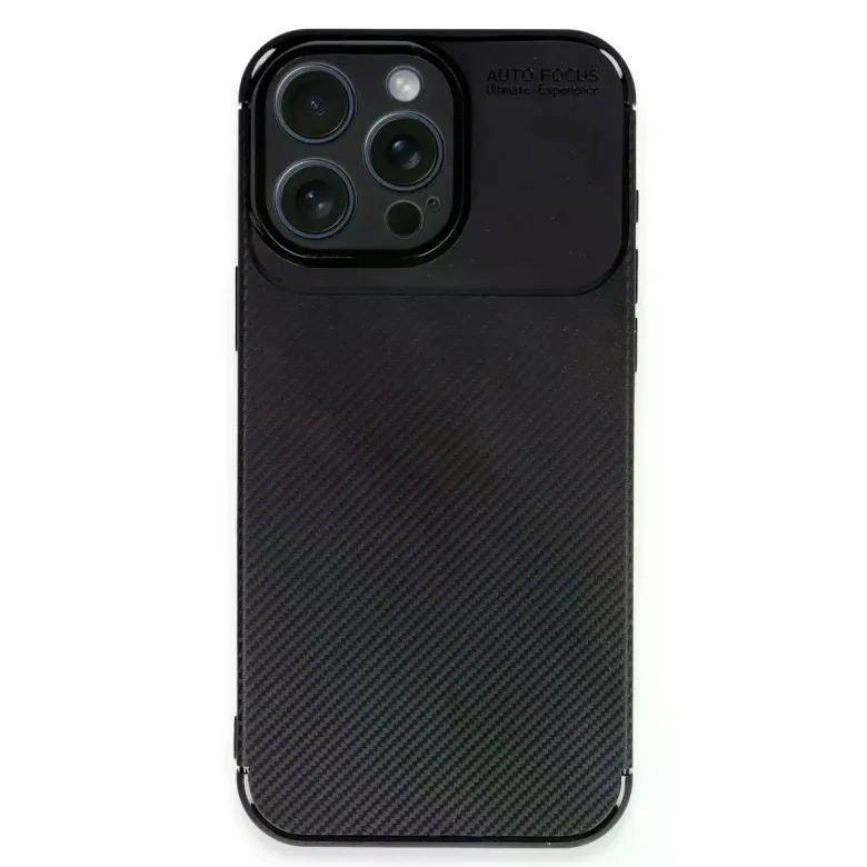 İphone 16 Pro Kılıf Auto Focus Karbon Kapak - Siyah