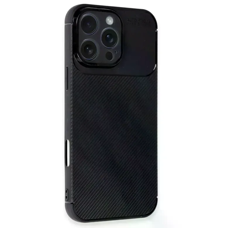 İphone 16 Pro Kılıf Auto Focus Karbon Kapak - Siyah
