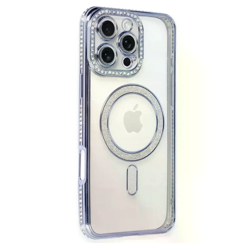 İphone 16 Pro Kılıf Joke Simli Magneticsafe Kılıf - Mavi