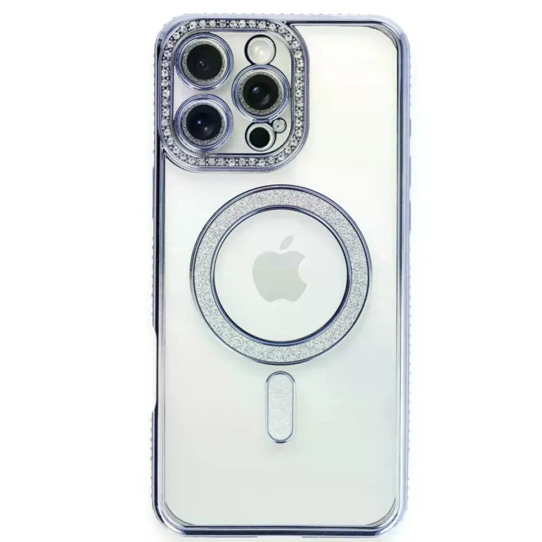 İphone 16 Pro Kılıf Joke Simli Magneticsafe Kılıf - Mavi