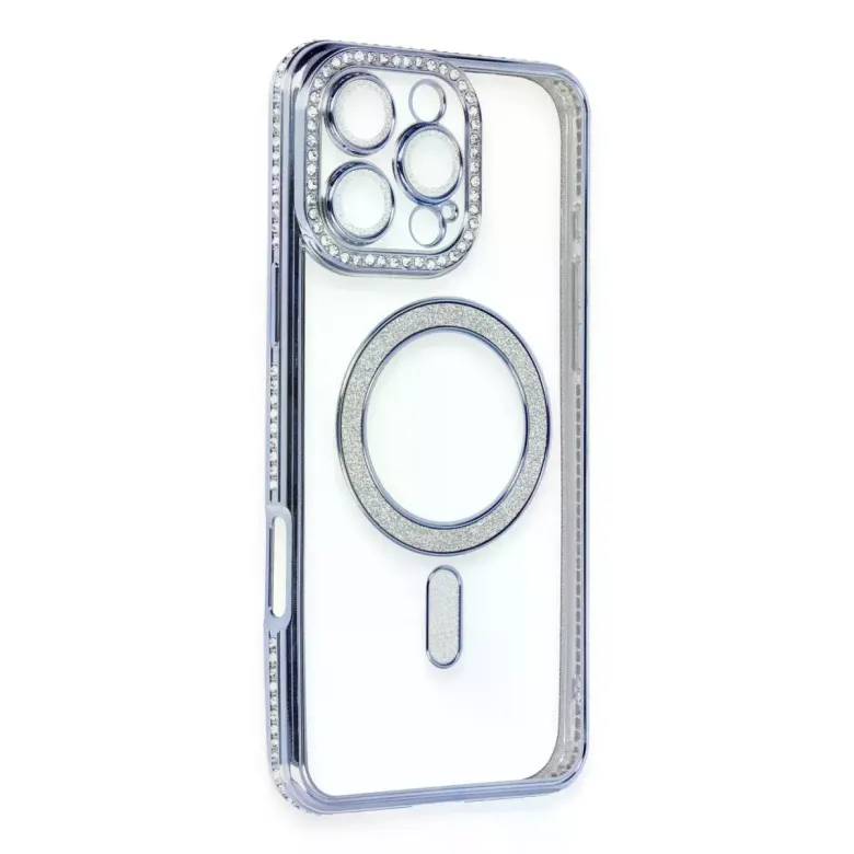 İphone 16 Pro Kılıf Joke Simli Magneticsafe Kılıf - Mavi