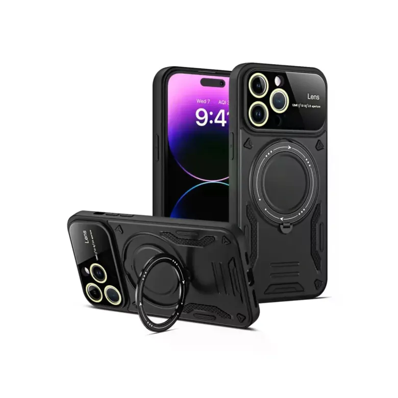 İphone 16 Pro Kılıf Joy Lens Standlı Kapak - Siyah