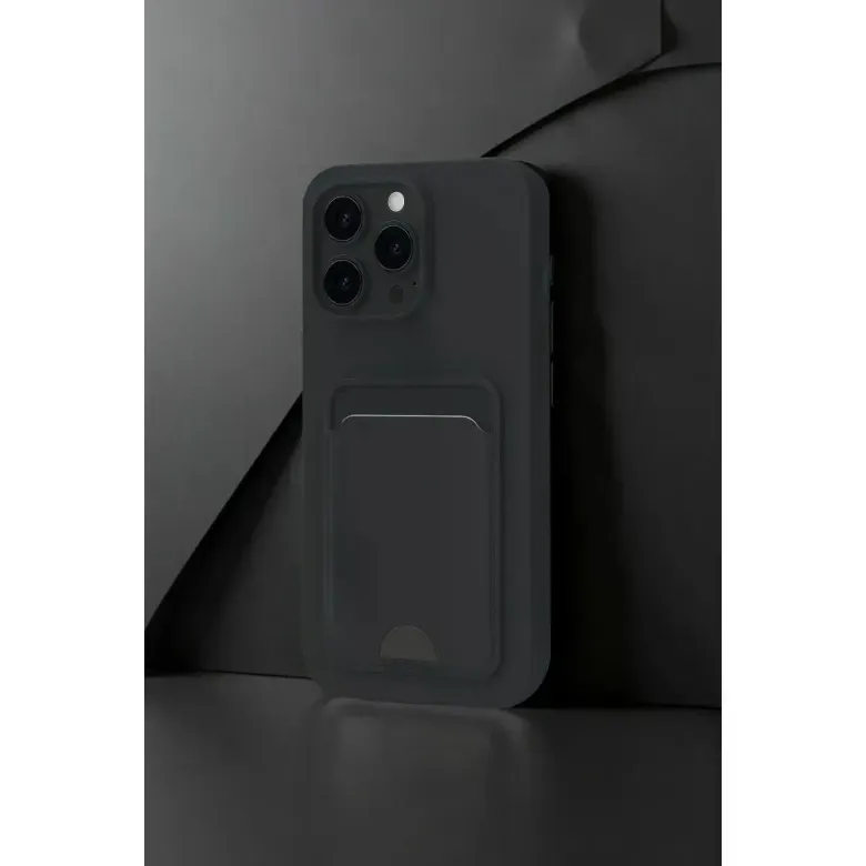 İphone 16 Pro Kılıf Kelvin Kartvizitli Silikon - Koyu Yeşil