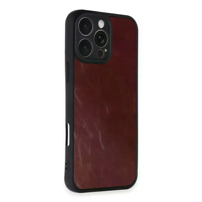 İphone 16 Pro Max Kılıf Aras Deri Kapak - Bordo