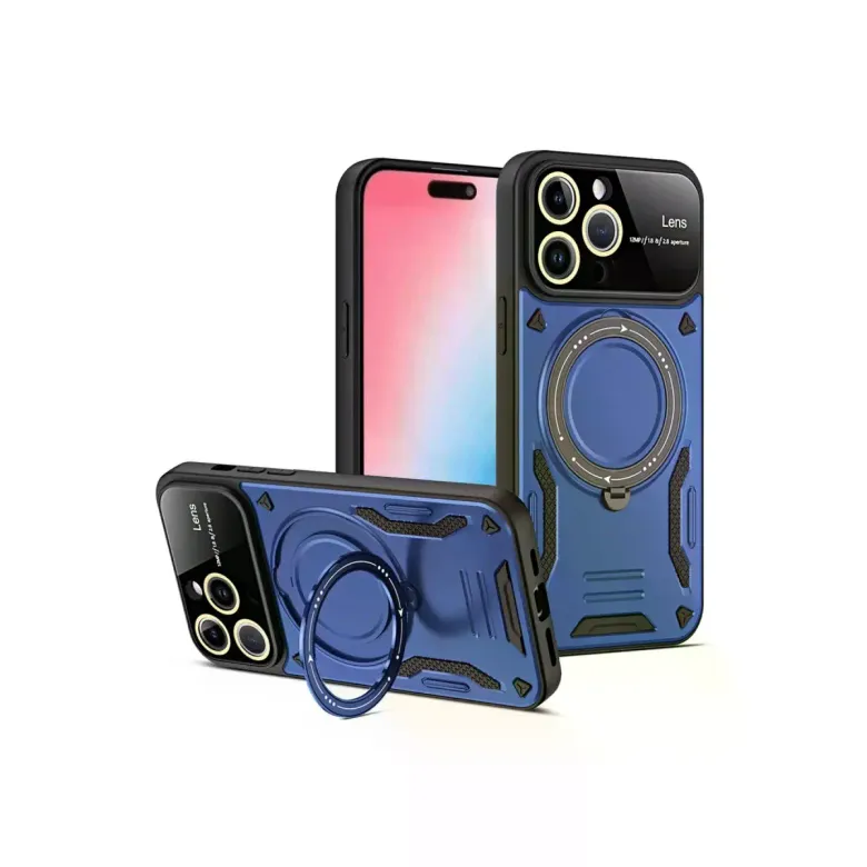 İphone 16 Pro Max Kılıf Joy Lens Standlı Kapak - Lacivert