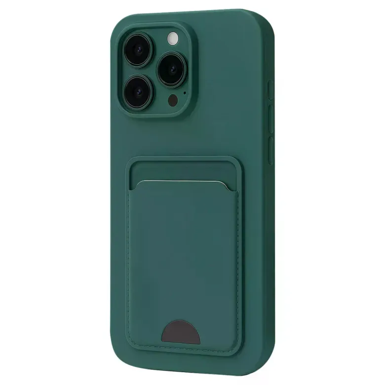 İphone 16 Pro Max Kılıf Kelvin Kartvizitli Silikon - Koyu Yeşil