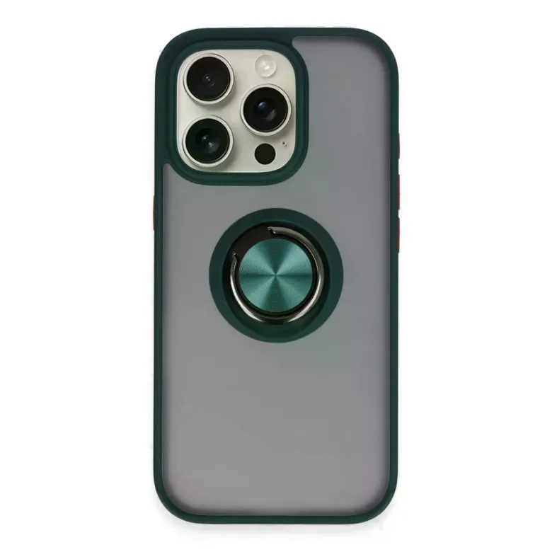 İphone 16 Pro Max Kılıf Montreal Yüzüklü Silikon Kapak - Yeşil