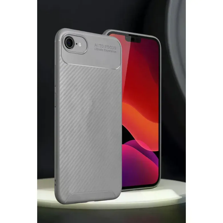 İphone 16e Kılıf Auto Focus Karbon Kapak - Gri