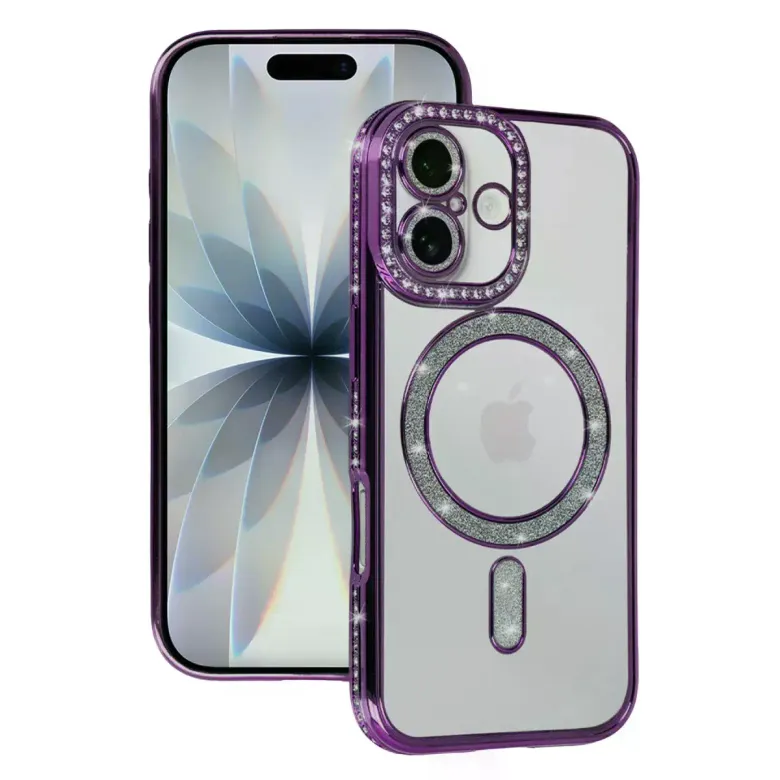 İphone 17 Joke Simli Magneticsafe Kılıf - Derin Mor