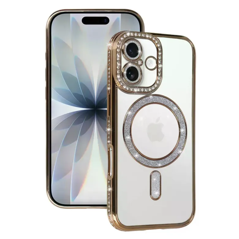 İphone 17 Joke Simli Magneticsafe Kılıf - Gold