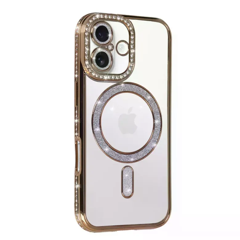 İphone 17 Joke Simli Magneticsafe Kılıf - Gold