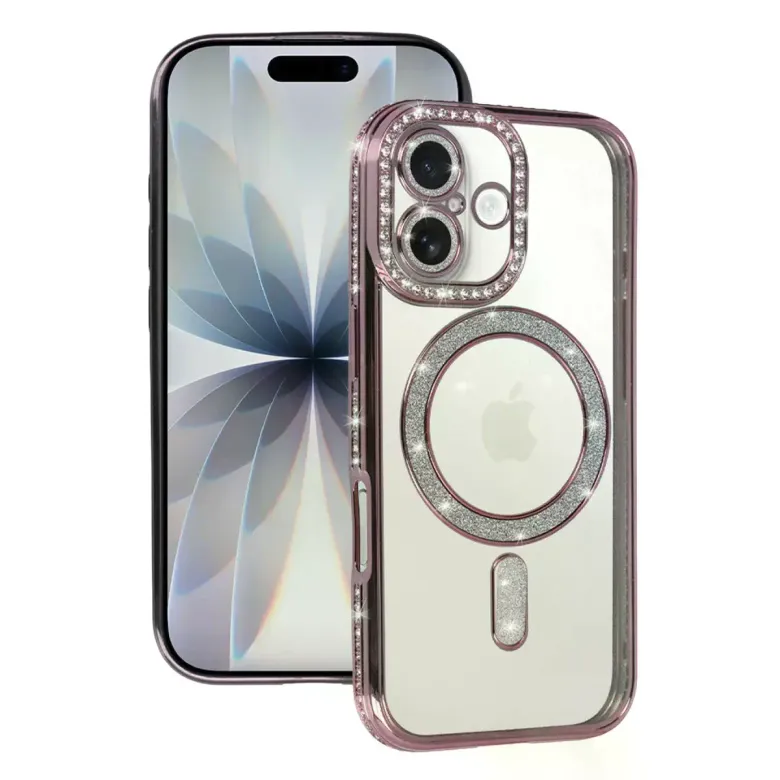 İphone 17 Joke Simli Magneticsafe Kılıf - Pembe