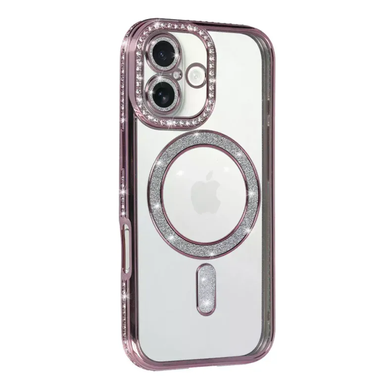 İphone 17 Joke Simli Magneticsafe Kılıf - Pembe